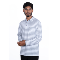 Skyline Striped Full Sleeve Polo T-Shirt