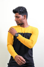 Load image into Gallery viewer, Yellow &amp; Black Full Sleeve T Shirt
