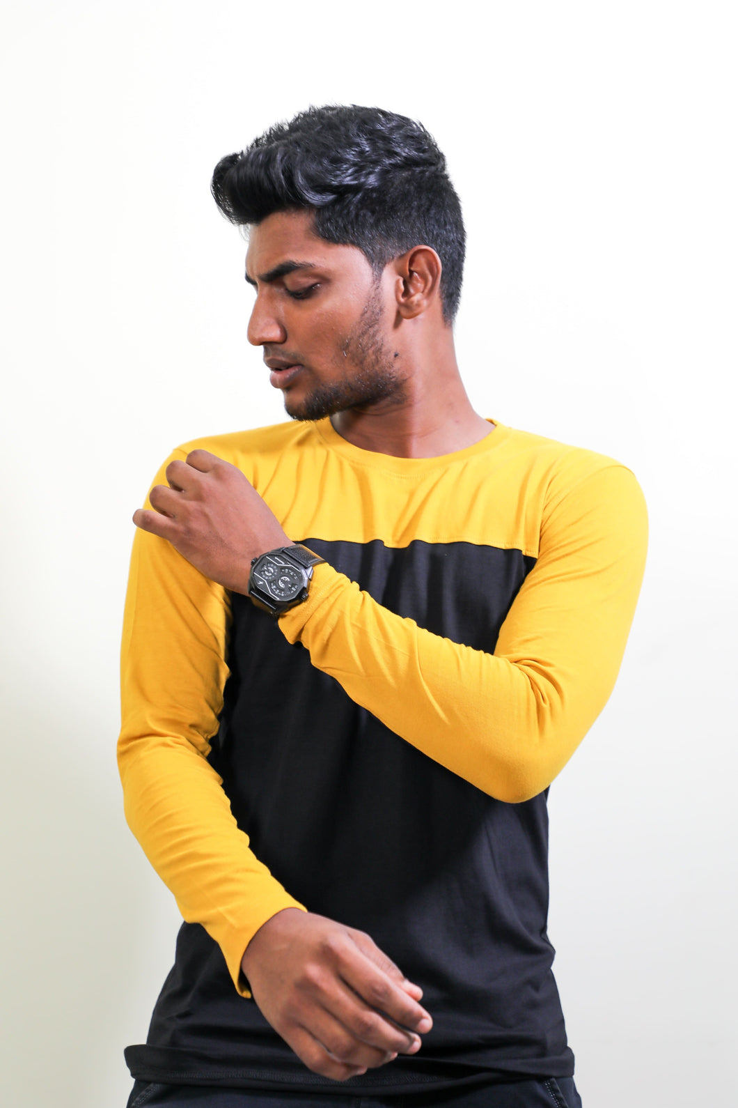 Yellow & Black Full Sleeve T Shirt