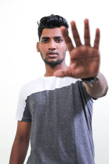 White & Melange Half Sleeve