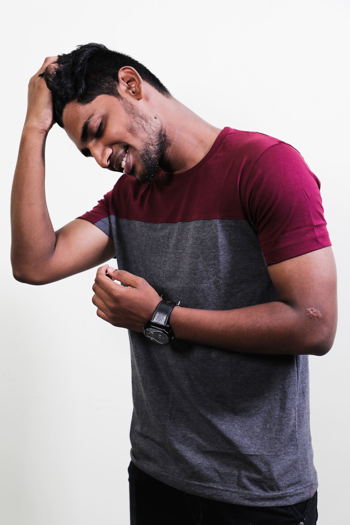 Maroon Melange Half Sleeve