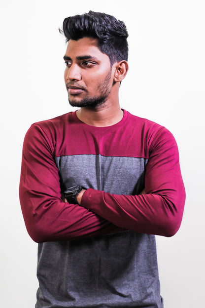 Maroon & Melange Full Sleeve