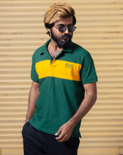 Load image into Gallery viewer, Green &amp; Yellow Half Hand Premium Collared Tshirt
