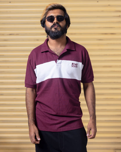 Maroon & White Half Hand Premium Collared Tshirt