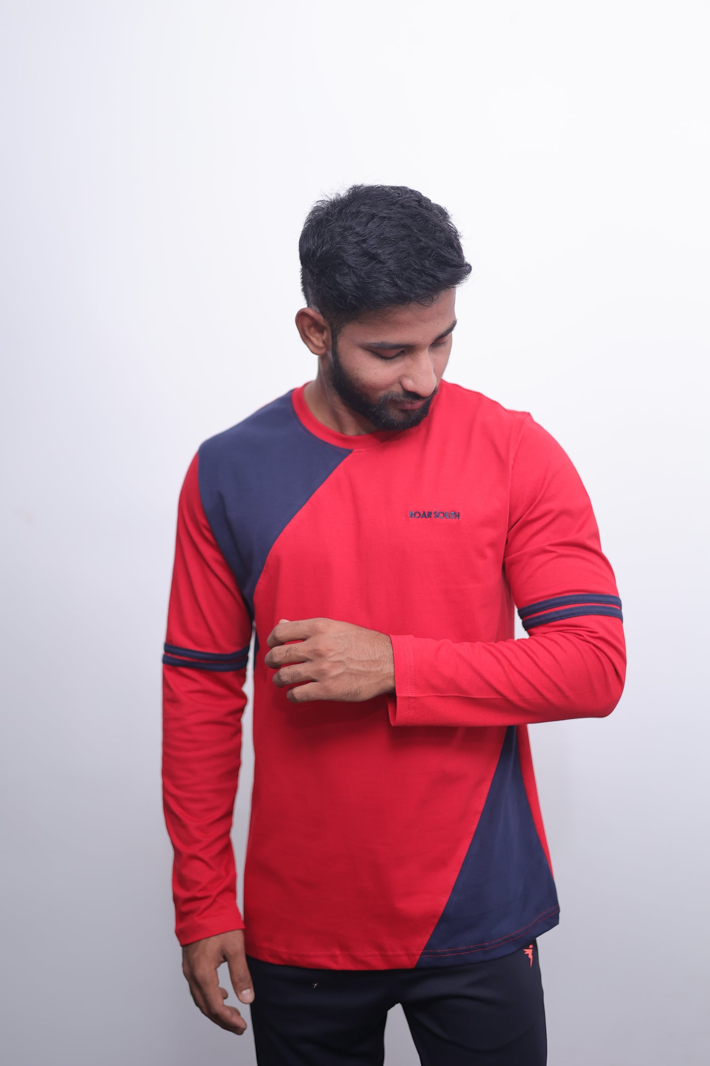 Navy & Red Premium Full Sleeve T-Shirt