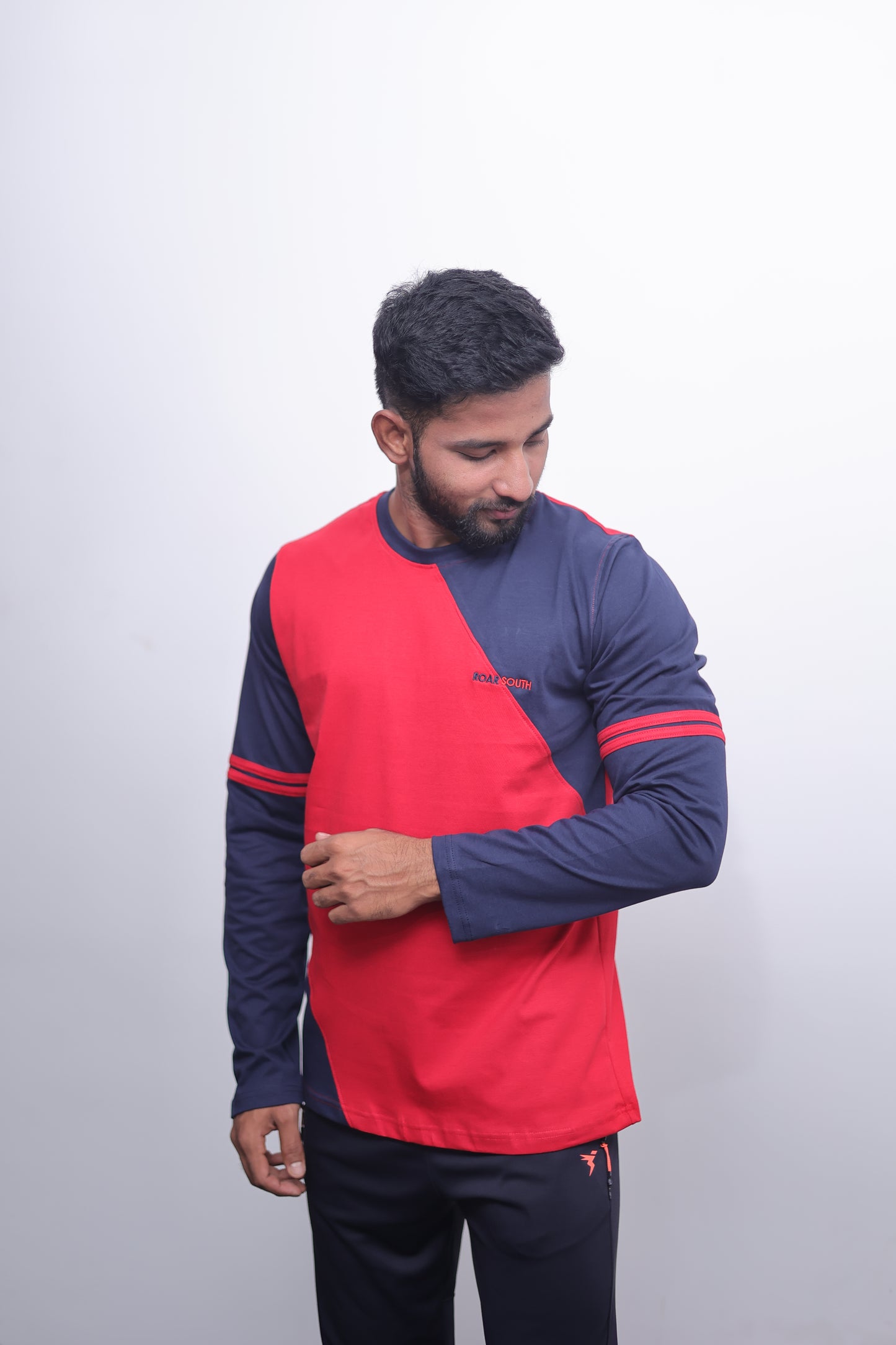 Navy & Red Premium Full Sleeve T-Shirt