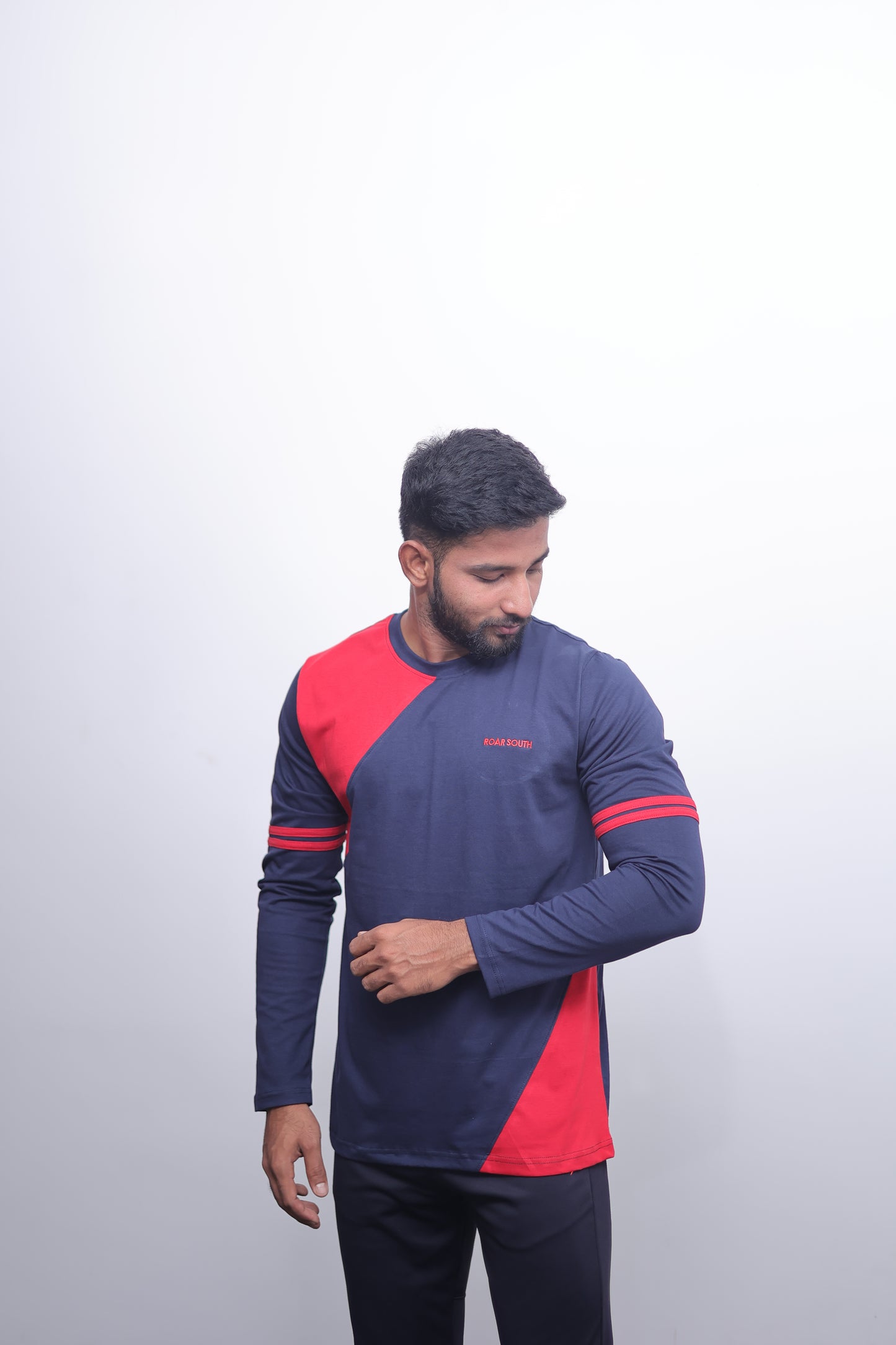 Navy & Red Premium Full Sleeve T-Shirt