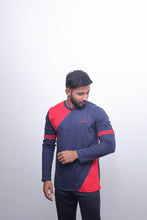 Load image into Gallery viewer, Navy &amp; Red Premium Full Sleeve T-Shirt
